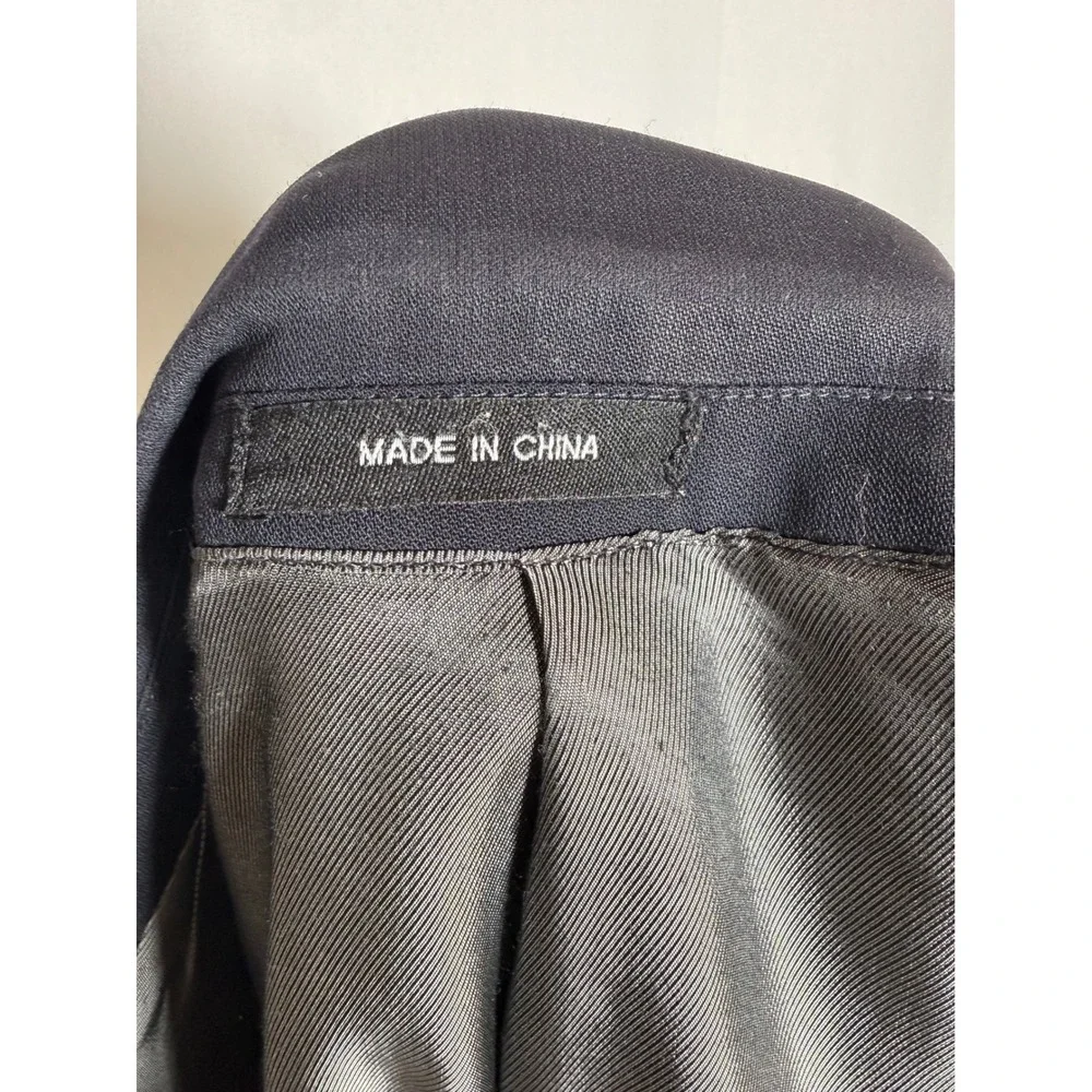 Calvin Klein Mens Navy Blue 100% Wool 2-Button Suit Jacket Blazer Size 46R